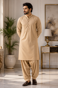 Camel Brown Premium Wash & Wear Fabric for Men – Unstitched Shalwar Kameez (4 meter)