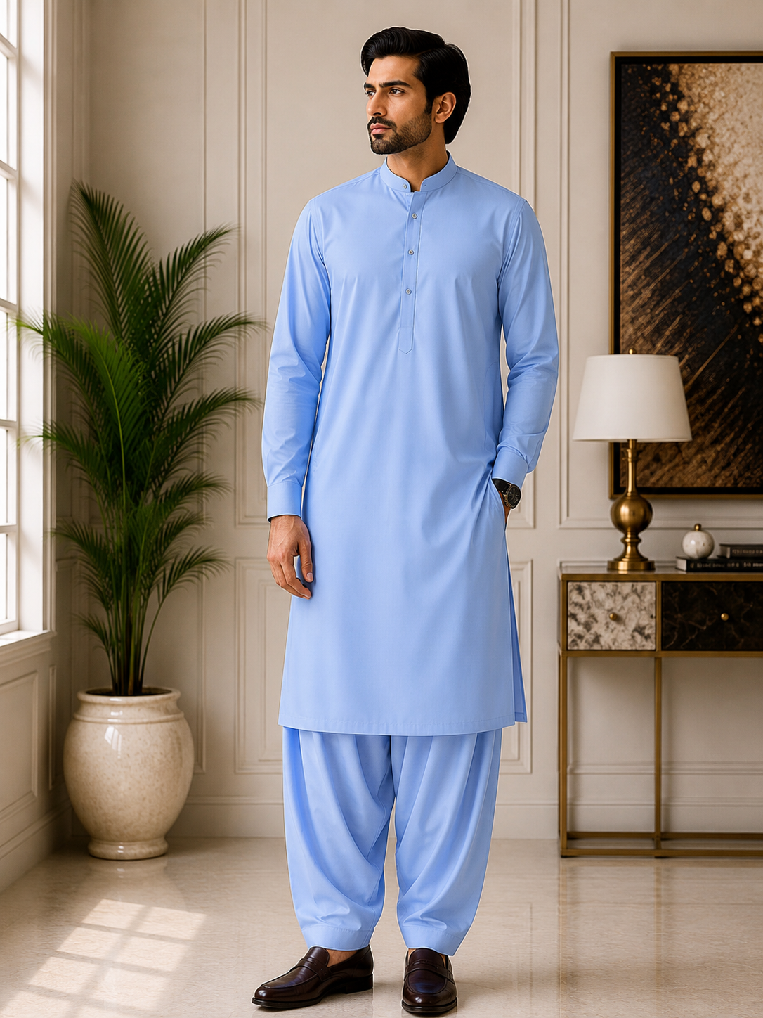 Premium Light Grey Wash & Wear Unstitched Fabric for Men – Soft, Wrinkle-Resistant & Elegant