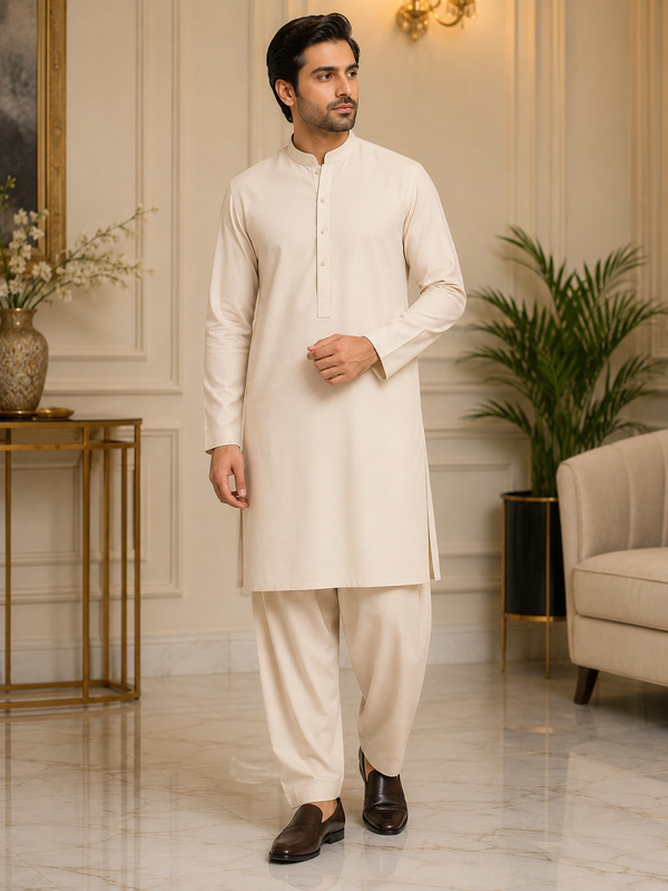 Light Skin Wash & Wear Unstitched Fabric – Premium Men's Suit (4 Meter)