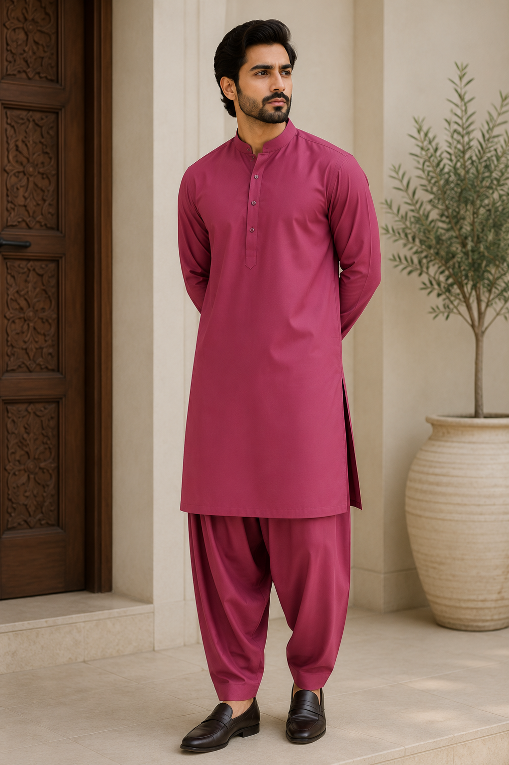Luxury Maroon Wash & Wear Fabric – Premium Men's Unstitched Collection