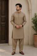 Premium Boski Suit – Camel Brown | Luxury Unstitched Men's Shalwar Kameez Fabric