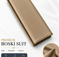 Camel Beige Premium Boski Suit – Luxury Men's Unstitched Shalwar Kameez Fabric