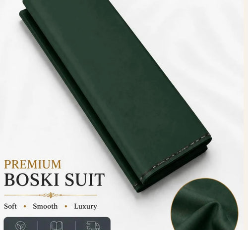 Emerald Green  Premium Boski Suit – Luxury Men's Unstitched Shalwar Kameez Fabric